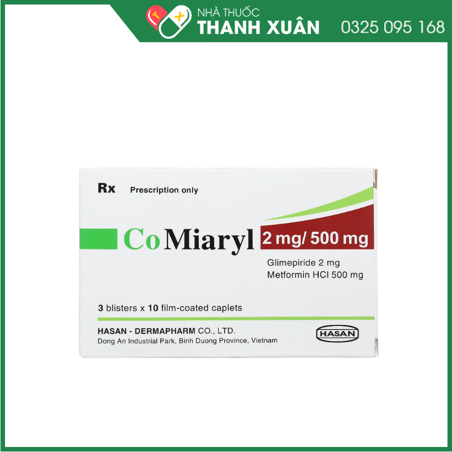 CoMiaryl 2mg/500mg trị đái tháo đường